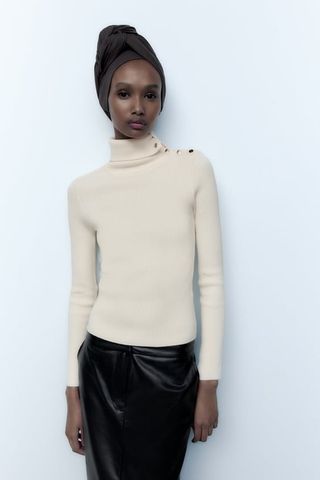 Zara + Side Button Knit Sweater