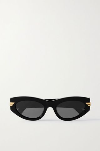 Bottega Veneta Eyewear + Cat-Eye Acetate and Gold-Tone Sunglasses