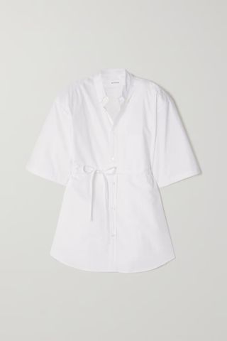 The Frankie Shop + Udine Oversized Belted Cotton-Poplin Shirt