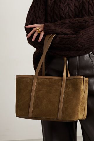 Loro Piana + Carry Everything Small Leather-Trimmed Suede Tote