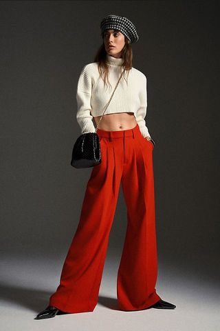 Maeve + Pleated Wide-Leg Trousers