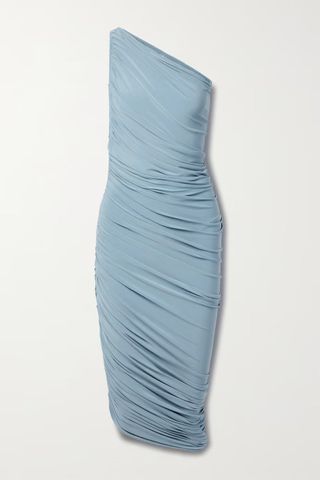 Norma Kamali + Diana One-Shoulder Ruched Stretch-Jersey Midi Dress