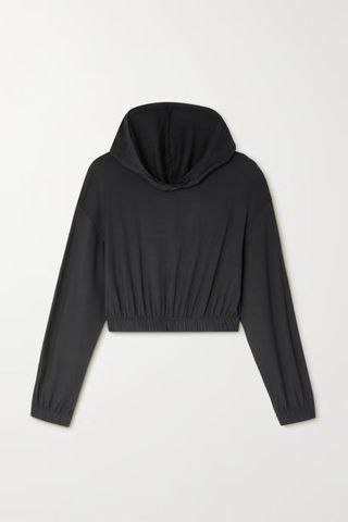 Le Ore + Como Cropped Stretch-Modal Jersey Hoodie