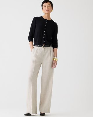 J.Crew + New Essential Wide-Leg Pant in lLnen