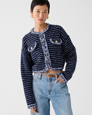 J.Crew + Textured Lady Jacket in Marled Yarn