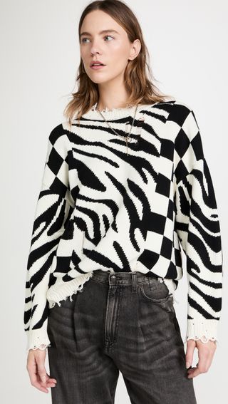 R13 + Checkered Oversized Tiger Sweater