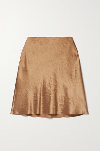 Vince + Crinkled-Satin Mini Skirt
