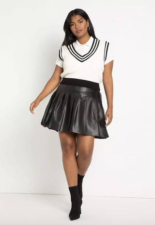 Eloquii + Faux Leather Pleated Mini Skirt