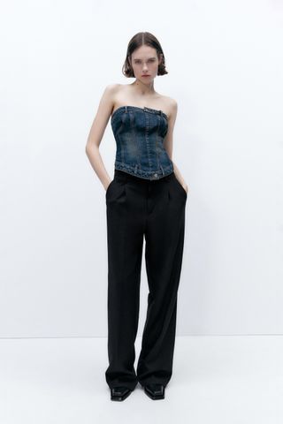 Zara + Corset Style Denim Top