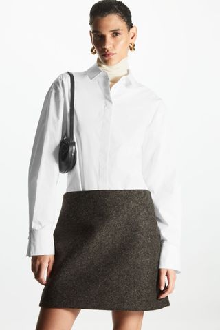 COS + Herringbone Wool-Blend Mini Skirt