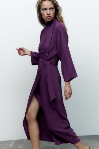 Zara + Side Button Mock Neck Dress