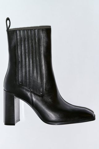 Zara + Heeled Leather Ankle Boots
