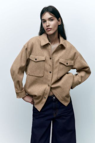 Zara + Buttoned Soft Overshirt