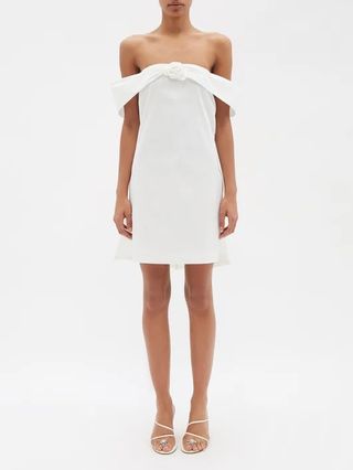 Bernadette + Sacha Off-Shoulder Bow-Back Taffeta Mini Dress