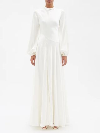 Roksanda + Amarantia Balloon-Sleeve Silk-Satin Dress