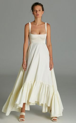 Anna October + Snowdrop Asymmetric Cotton-Blend Maxi Dress