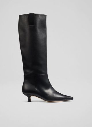 Lk Bennett + Eden Black Leather Western Style Knee-High Boots