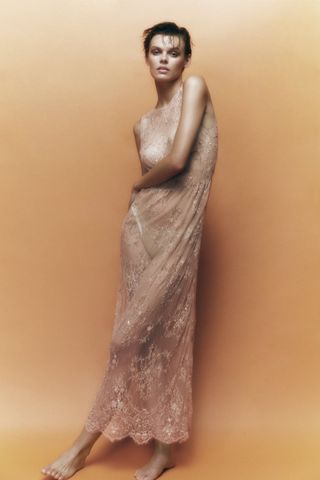 Zara + Rhinestone Lace Dress