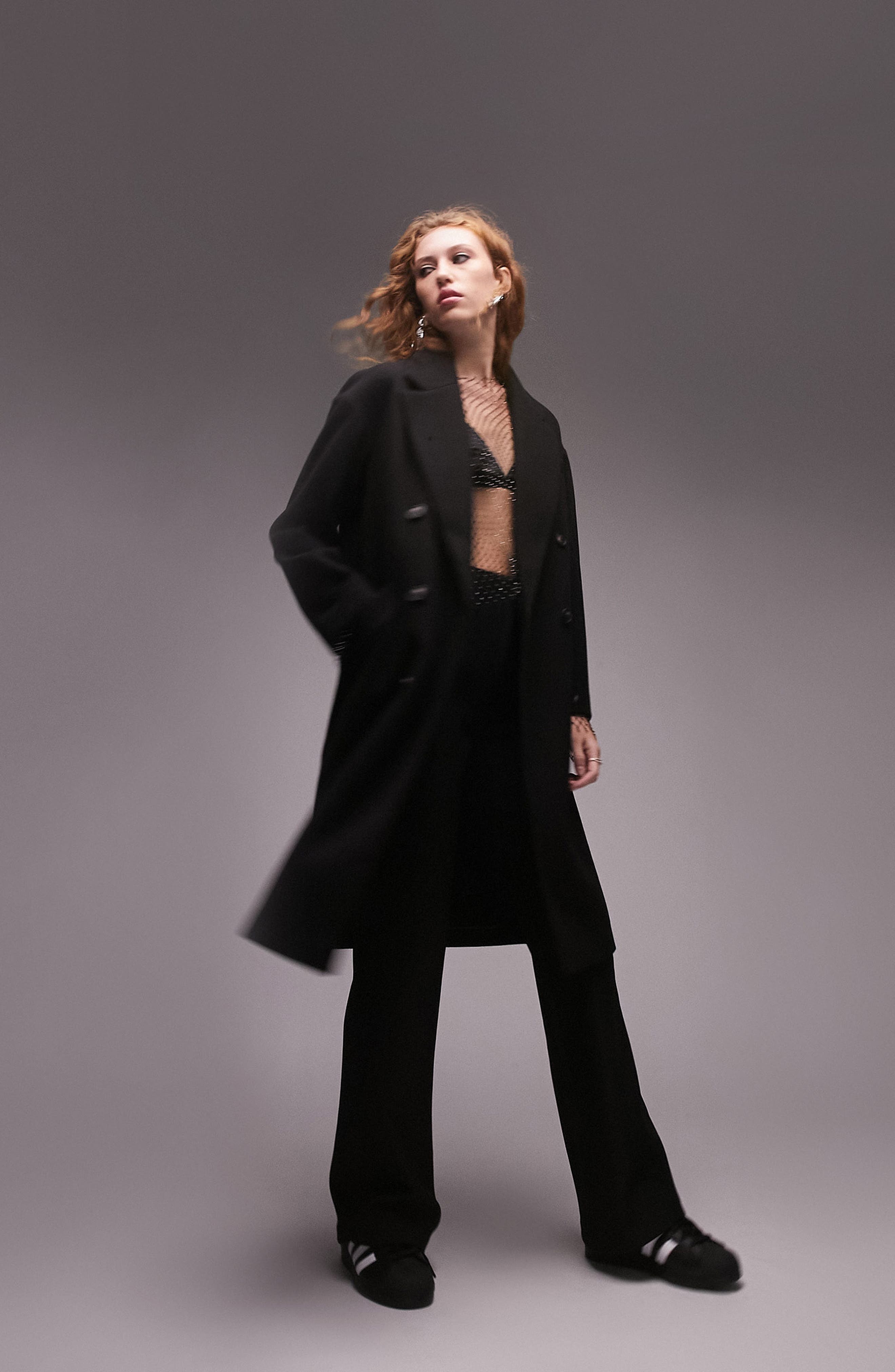 Topshop + Double Breasted Long Coat