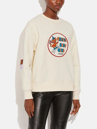 Coach + Signature Nylon Detail Crewneck Sweatshirt in Organic Cotton and Recycled Polyester