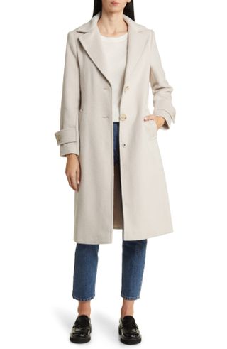 Sam Edelman + Notch Collar Longline Wool Blend Coat