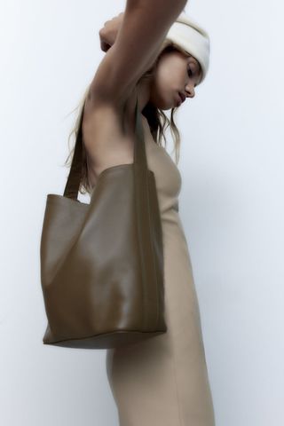Zara + Minimal Leather Bucket Bag