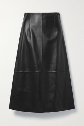 Theory + Leather Midi Skirt