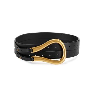 Bottega Veneta + Horsebit Black Leather Belt