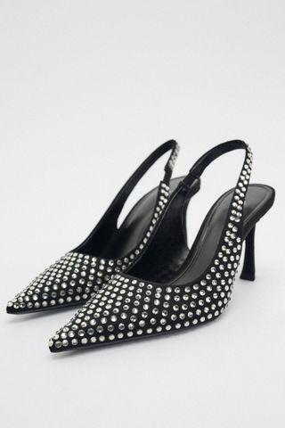 Zara + Slingback Crystal High Heel