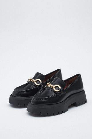 Zara + Chain Trim Lug Sole Loafers