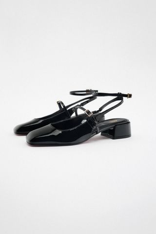 Zara + Block Heel Slingback Shoe
