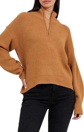 French Connection + Babysoft Blouson Sleeve Half Zip Sweater