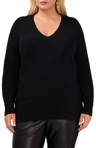 Halogen + Relaxed Fit Rib Stitch Sweater