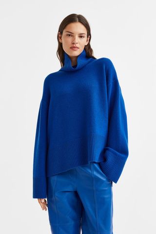H&M + Oversized Polo-Neck Wool-Blend Jumper