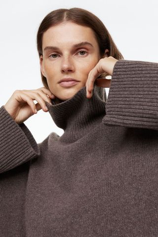 H&M + Oversized Polo-Neck Wool-Blend Jumper