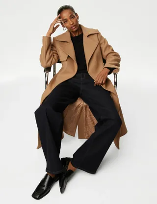 Autograph + Wool Rich Belted Wrap Coat With Cashmere
