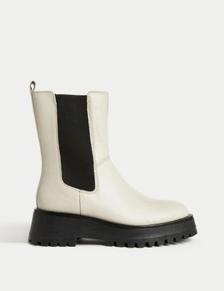 M&S Collection + Leather Chelsea Flatform Ankle Boots