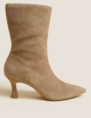 Autograph + Suede Stiletto Heel Pointed Sock Boots