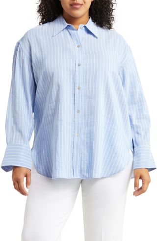 Vince + Oversize Stripe Button-Up Shirt