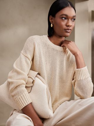 Banana Republic + Christine Cropped Linen-Cotton Sweater