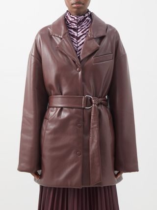 Nanushka + Liban belted faux-leather jacket
