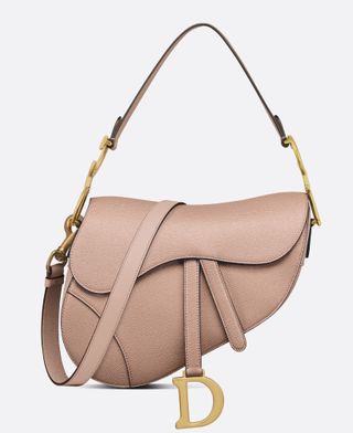 Dior + Saddle Bag with Strap in Blush Grained Calfskin