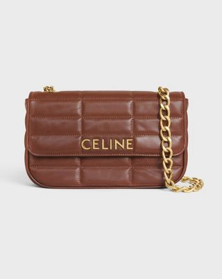 Celine + Chain Shoulder Bag Matelasse Monochrome Celine in Quilted Goatskin