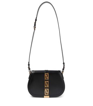 Versace + Greca Goddess Large Leather Shoulder Bag