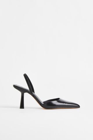 Zara + Leather Mid-Heel Slingback Heels