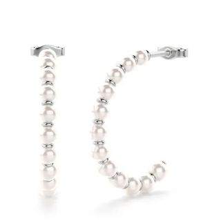 Diamond Nexus + Bold Pearl Hoop Earrings