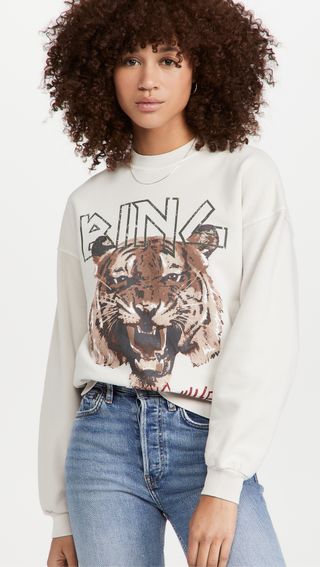 Anine Bing + Tiger Sweatshirt - Stone
