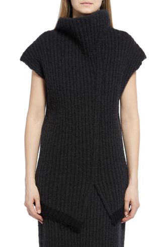 The Row + Damiano Cap Sleeve Turtleneck Rib Cotton & Cashmere Blend Top