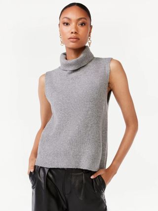 Scoop + Sleeveless Turtleneck Sweater