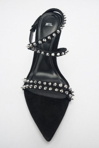 Zara + High-Heel Studded Sandals